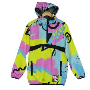 Reason NYC Windbreaker Jacket Medium 90s Style Colorful Graphic Streetwear‎ Coat